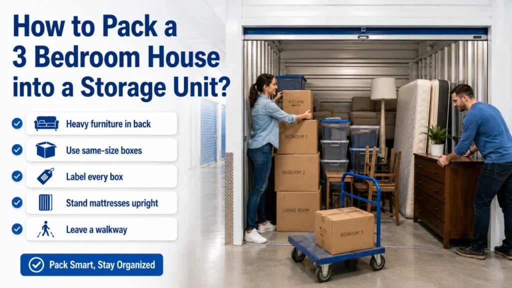 How to Pack a 3 Bedroom House into a Storage Unit