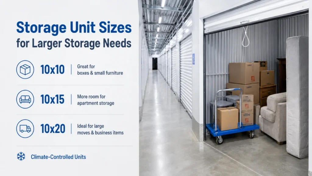 Storage Unit Sizes for Larger Storage Needs